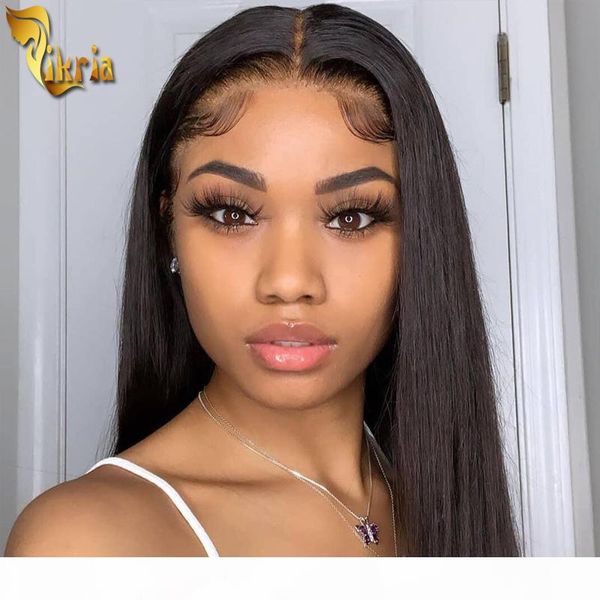 

silky straight 13x4 lace front wig full lace human hair wig natural color pre plucked hairline with baby hair 130%~150% density for women, Black;brown