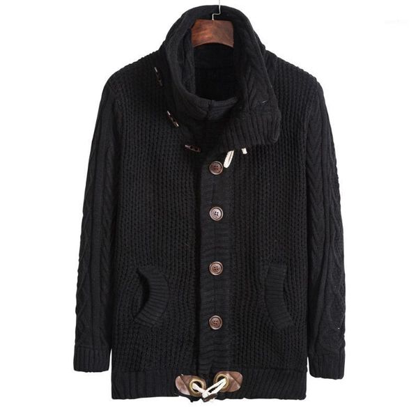 

men's turtleneck half wool cardigan thick autumn winter warm spacious no yq clothes knitted casual male sweater drop shipping1, White;black