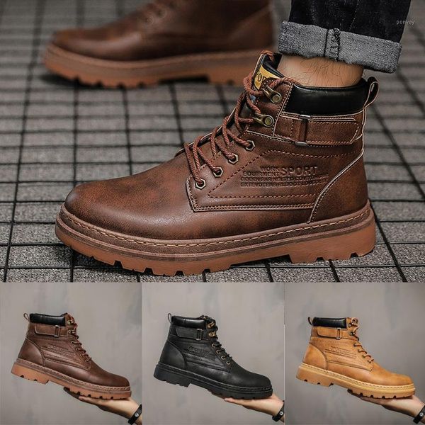 

men's autumn casual booties fashion motorcycle boots round boots1, Black