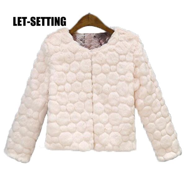 

women's fur & faux let-setting imitation coat female winter, Black