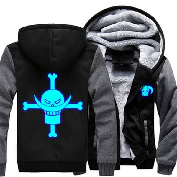 

2021 new us size for hoodies men women anime one piece edward newgate cosplay luminous jacket thicken hoodie coat nojy, Black