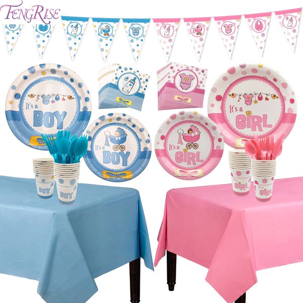 

fengrise baby shower decoration boy girl birthday decor babyshower disposable tableware gender reveal party supplies