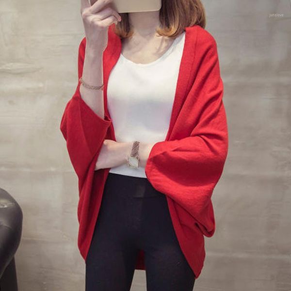 

ladies casual long sleeve cardigan coat loose sweater autumn winter jacket1, White