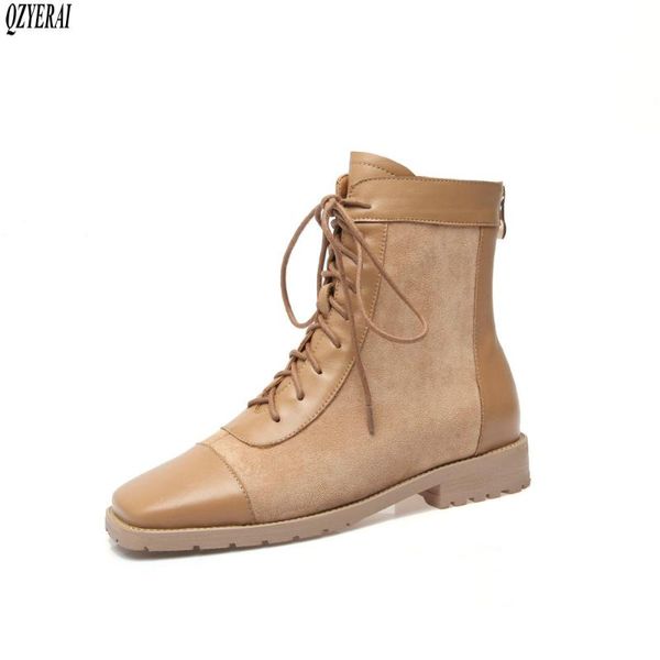 

boots 2021 winter genuine leather ankle women the school female shoes cowhide size 34-43, Black