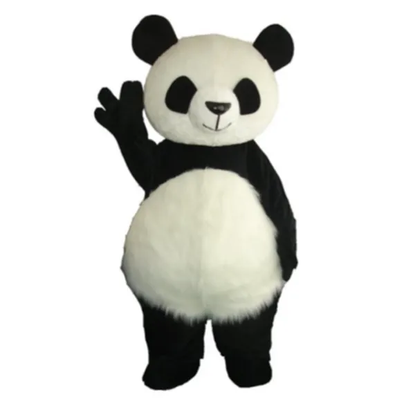 Mascot trajes panda urso mascote traje longo cabelo chinês festa de Natal vestido roupa