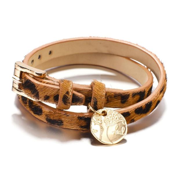 

charm bracelets diaominfengqing leopard leather for women 2021 fashion multilayer elegant & bangles wide bracelet jewelry, Golden;silver