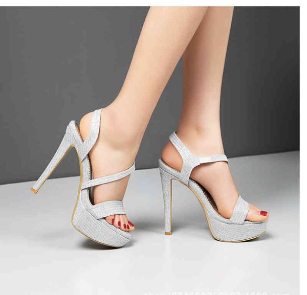 

high heel women's shoes fashion thin heel water platform sandals thick, Black