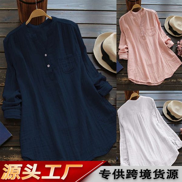 

2021 new long sleeve women's solid color and blouse, White