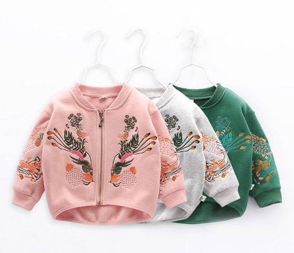 

girls' children's jacket 2020 korean autumn jacket embroidered embroidery baseball uniform baby jacket, Blue;gray