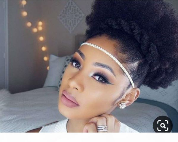 

natural short ponytail hairstyle for women 120g afro curl drawstring ponytail puff human hair chignon two combs updo kinky curly afro hair, Black