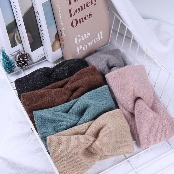

donarsei korea winter wide knitting cross headband for women fashion solid color elastic yoga turban bandage bandanas h qylgap