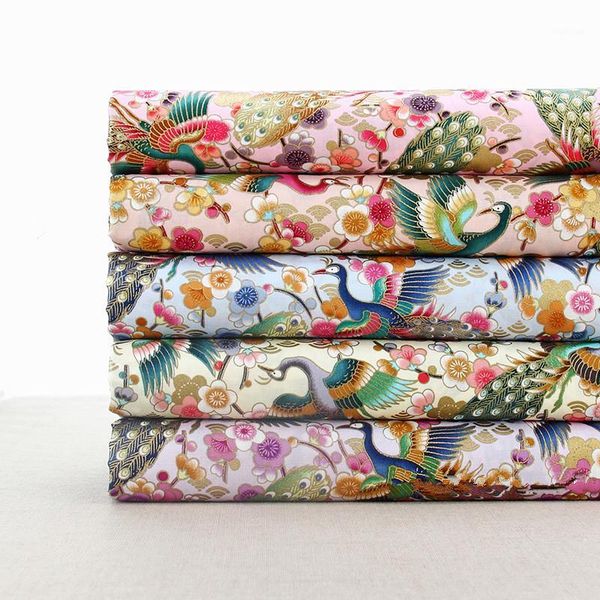 

45x110cm diy japan style cotton fabric for table cloth/door curtains beautiful bronzed peacock prints cloth/handbag fabric1, Black;white