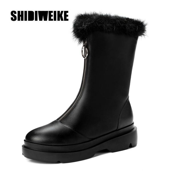 

winter shoes women front zippers snow boots 2020 new female short ankle boots warm casual shoes winter v812, Black