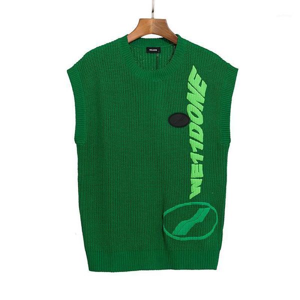 

2021ss we11done sweater men woman thin section sleeveless green welldone winter sweater1, White;black