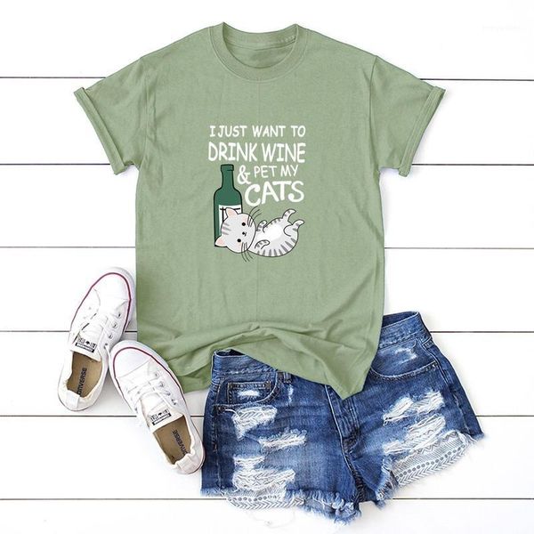 

2020 cute cat letter cartoon 100% cotton short-sleeved women's t-shirt casual soft female t-shirt women plus size harajuku, White