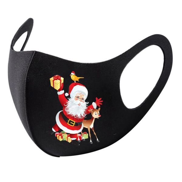 

косплей рождественская вечеринка украшение маска для лица взрослый мода печатные маски многоразовые покрытие рта санта-клаус маска для лица, Black