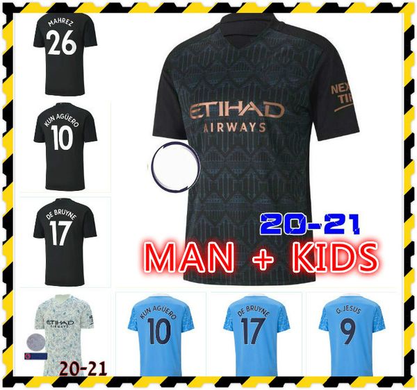 

20 21 city soccer jersey 2020 2021 man sterling football shirt manchester kun aguero de bruyne gesus bernardo mahrez rodrigo, Black;yellow