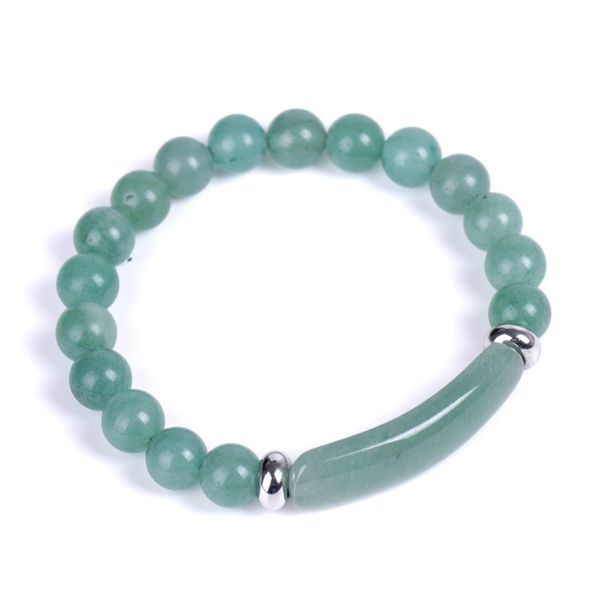 

10 pcs silver plated geometric shape green aventurine connect rose quartz stretchy bracelet for christmas gift jewelr, Black