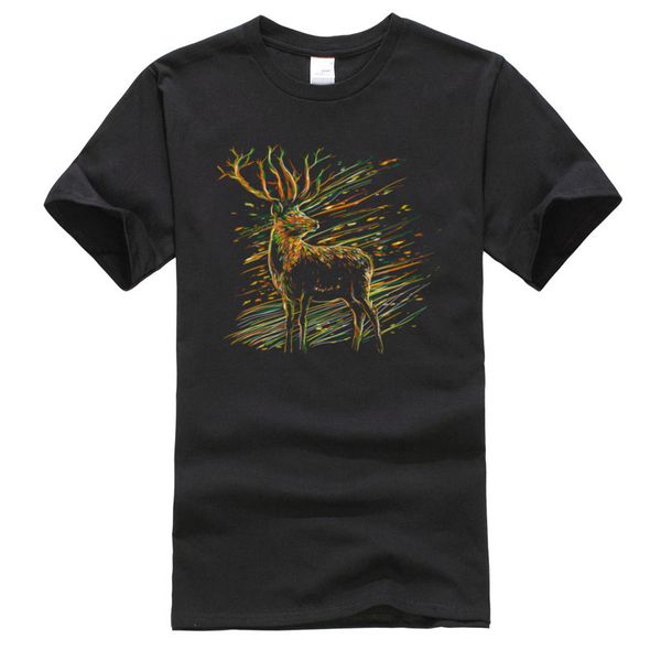 

stay wild elk deer watercolor animal deisgn funky round neck short sleeve for men printing shirts hoodie designers t shirts sweatshirt