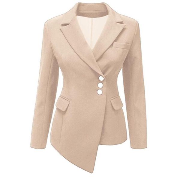

work fashion business blazer suits uniform formal lady irregular women long sleeve casual jacket slim blazer coat solid, White;black