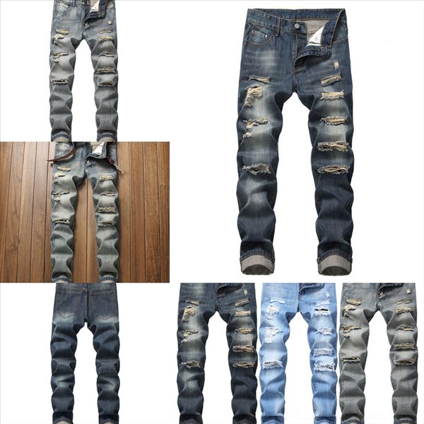 

1ik50 fashion man jeans baggy hip hole hop cross-pants blue irregular closure loose men metal pants trendy streetwear harem jeans men, Black