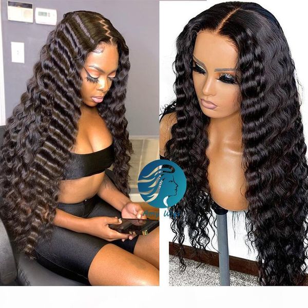 

deep wave glueless full lace wigs preplucked baby hair lace frontal wig for women brazilian 100% remy lace front human hair wigs outlet, Black;brown