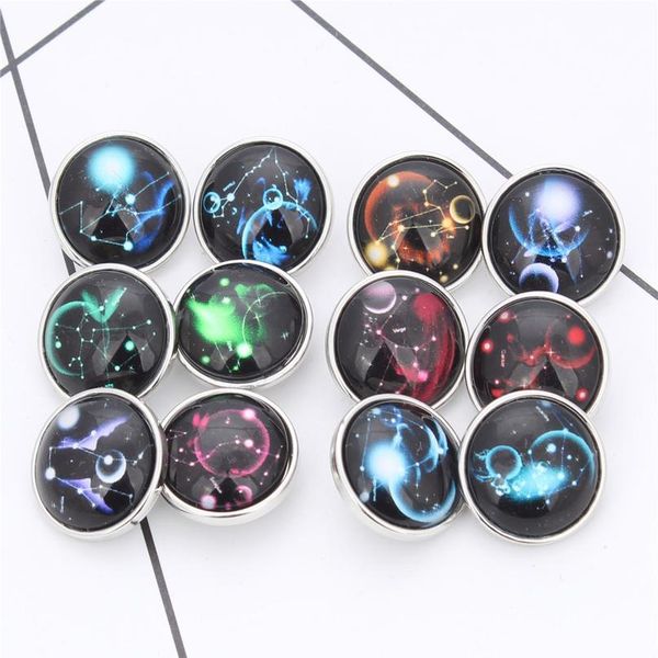 

10pcs/lot new glass snap button jewelry random 12 constellation fit 18mm diy snap bracelet bangle neckla jllpjo