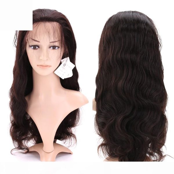

130 density 150 density brazilian human virgin hair full lace wigs with baby hair water wavy lace front wigs for black women, Black;brown