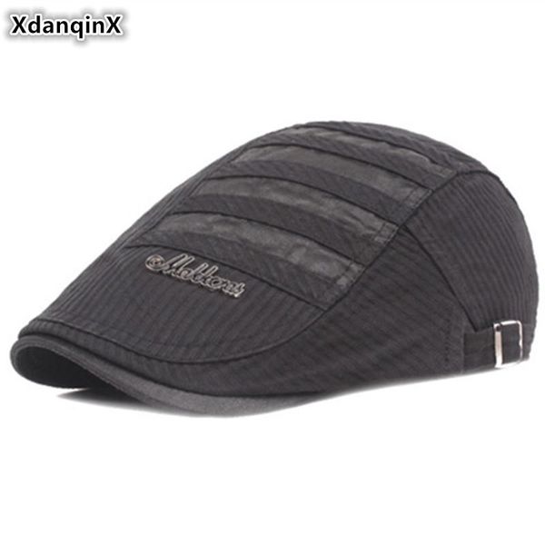 

berets xdanqinx adjustable size men retro cotton beret hat fashion personality brands cap men's snapback vintage dad hats, Blue;gray