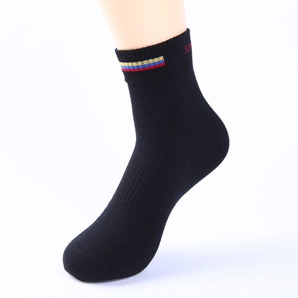 

ofbep summer new men's medium outdoor sports breathable eo38r sweat-absorbent outdoor sports medium cotton socks mid-calf socks deodora, Black