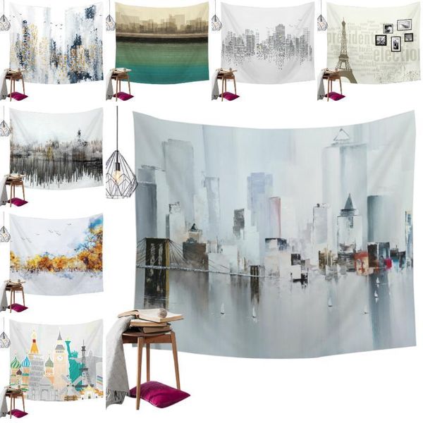 

scenery architecture print tapestry wall hanging blanket bedspread beach towel background cloth carpet living room decoration1