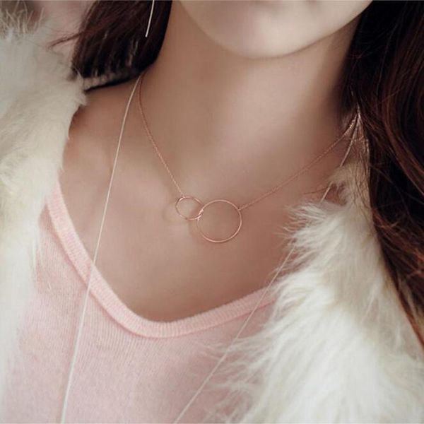 

new arrivals silver color circle necklaces for women wedding jewelry long necklaces statement jewelry, Golden;silver