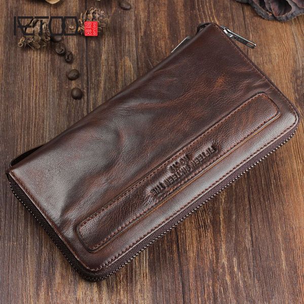 

hbp aetoo pure handmade sheepskin retro long wallet men's, Red;black