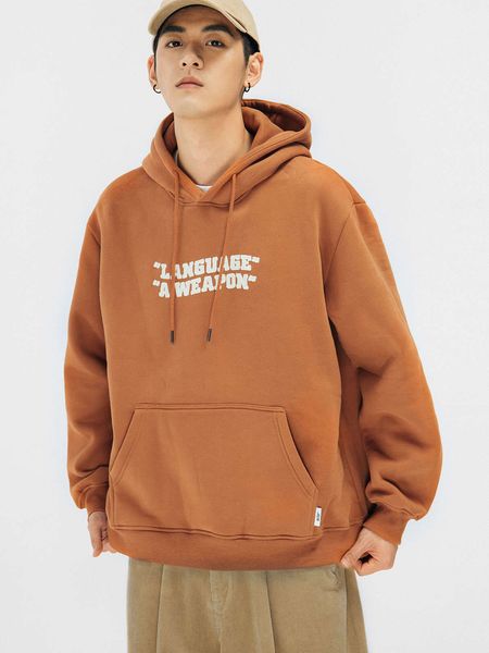 

x panda this sweater men's hoodie autumn winter 2020 plush thickened loose embroidery dirty orange coat man, Black
