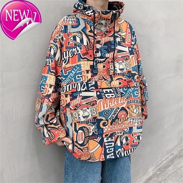 

casual england style new 2020 spring autumn cargo print jacket men's brand clothes plus oversize m-5xl with hoodies jk818, Black