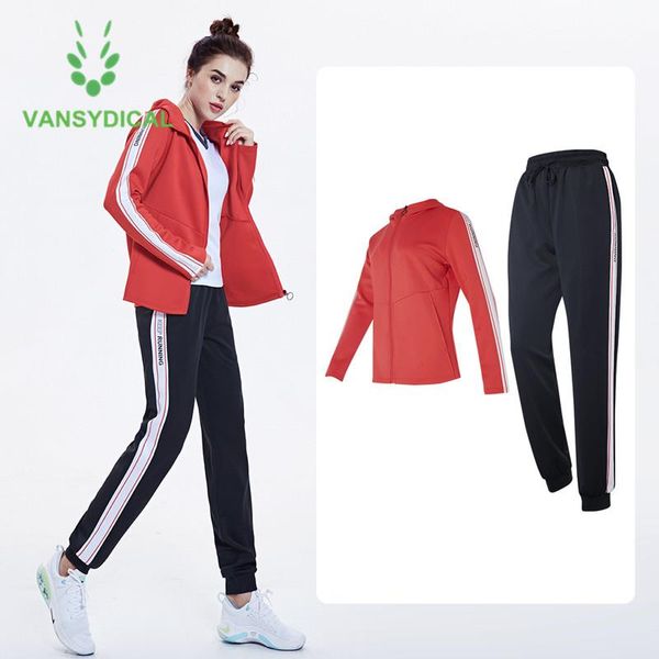 

brand women sportswear sports suit running set jacket+pants outfit autumn winter outdoor hooded warm fitness workout tracksuits, Black;blue