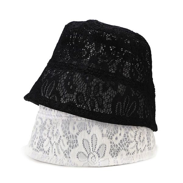 

Trendy Simple Lace Bucket Hat For Women Soft Lace Flower Wide Brim Sun Hats Floppy Vacation Beach Summer Hat Ladies, Blue;gray