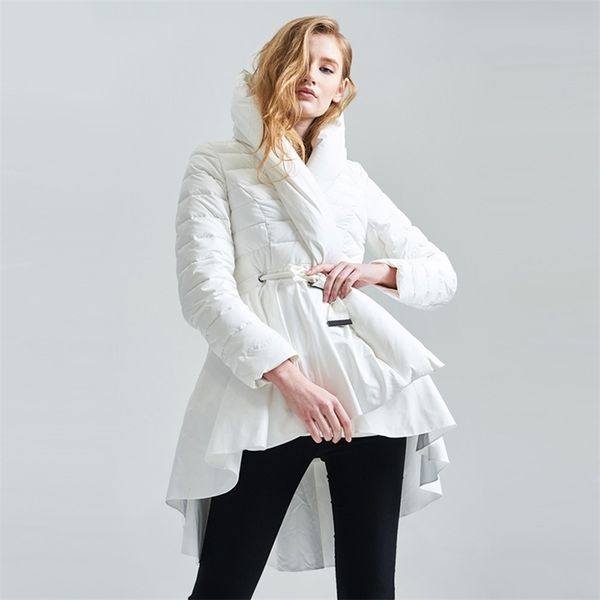 

[eam] temperament winter fashion loose coat tide new pattern dovetail hem parkas jackets women solid color coat ya108 201201, Black