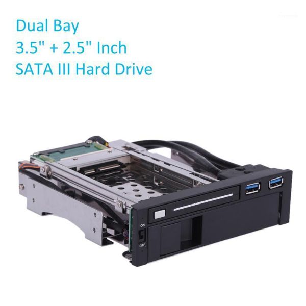 

dual bay usb 3.0 port sata iii hard drive hdd & ssd tray caddy internal mobile rack enclosure docking station 3.5" + 2.5" inch1