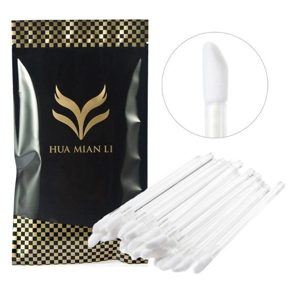 

new 100pcs huamianli brushes disposable makeup lip brush lipstick gloss wands applicator make up tools