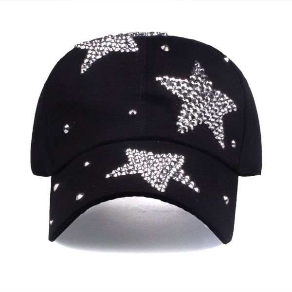 

yarbuu] новый бренд бейсболка высокого качества rhinestone крышка с тремя звездами snapback casquette шляпой для женщин lady сплошного цвет, Blue;gray