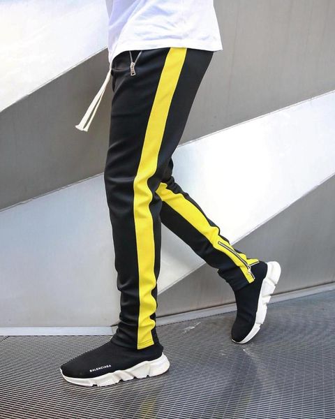 

men's pants men hip hop fitness clothing joggers sweatpants side stripe classic fashion streetwear track trousers, Black