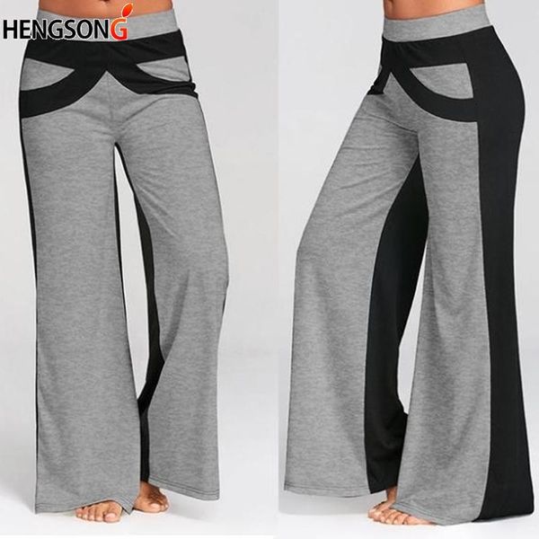 

summer loose yoga pants women gym running fitness pants colorblock breathable flexible sports stitching long trousers, White;red