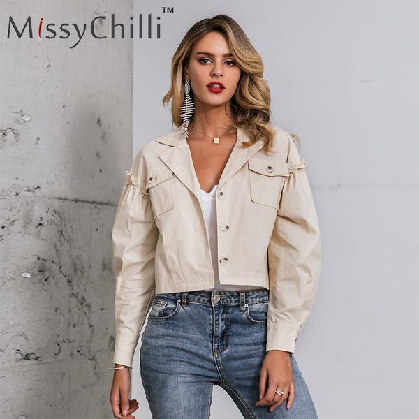 

missychilli apricot ruffle short coat autumn women long sleeve casual button thin jacket winter soft female basic jacket, White;black