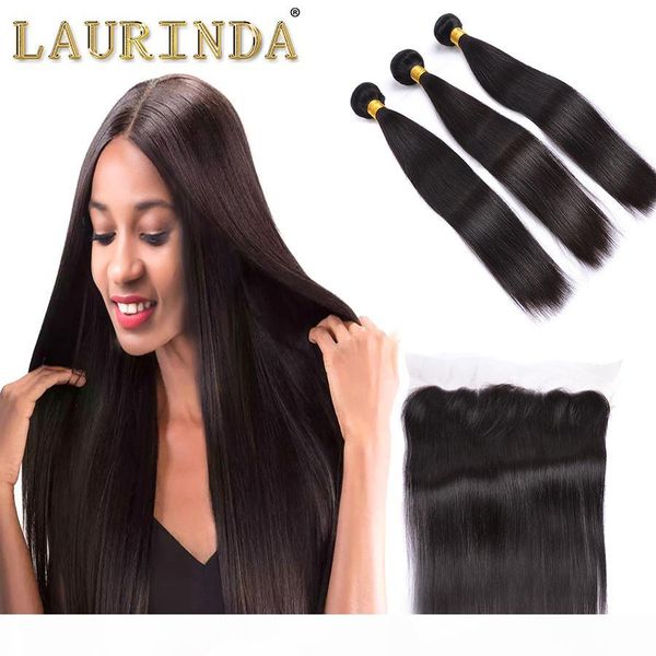 

laurida hair lace frontals with baby hair with bundles full frontal lace front closures indian straight hair, Black;brown
