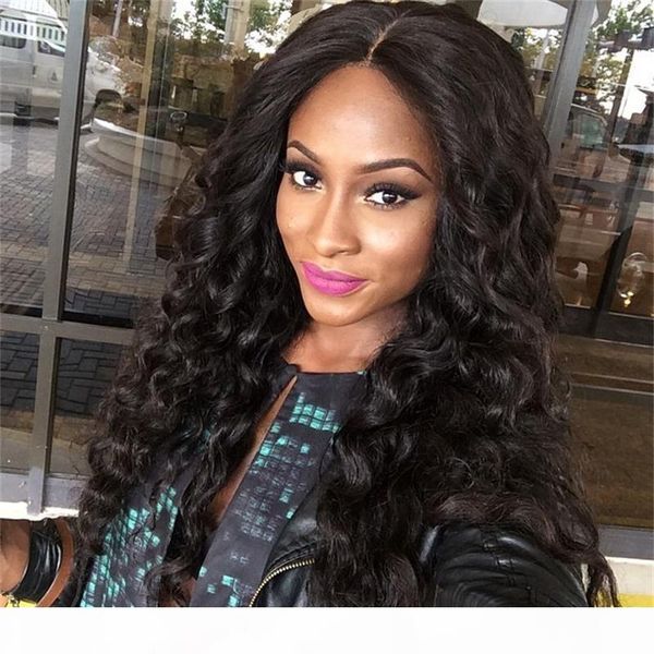 

lace front curly человеческих волос парики полных концы wet и волнистые волны перуанской дева волос парики для женщин черный, Black;brown