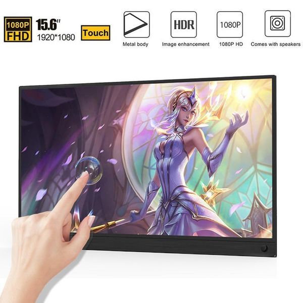 

monitors 15.6" touch screen portable monitor ips usb type c display for ps4 switch huawei with smart case 10801