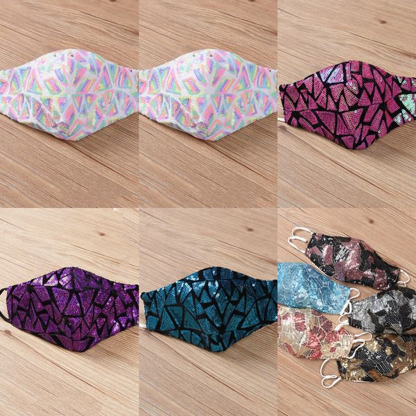 

uyfjau fashion bling sequined masks nightclub party anti-dust pm2.5 adjustable mouth reuse face mask 11 colors 3 n