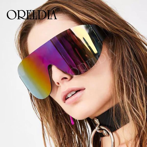 

sunglasses fashion oversized goggle women luxury mirror rimless sun glasses for men retro colorful clear lens shades uv400, White;black