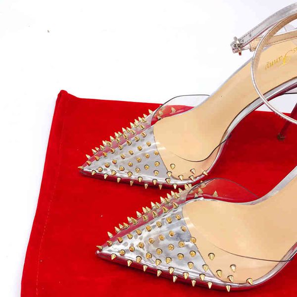 

designer casual lady women sandals silver gold patent real leather studded spikes ankle-wrap strass pointy toe stiletto stripper high, Black